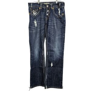 MEK Denim Oaxaca Jeans Y2K Mens 33x34 Blue Distressed Handcrafted Quality USA
